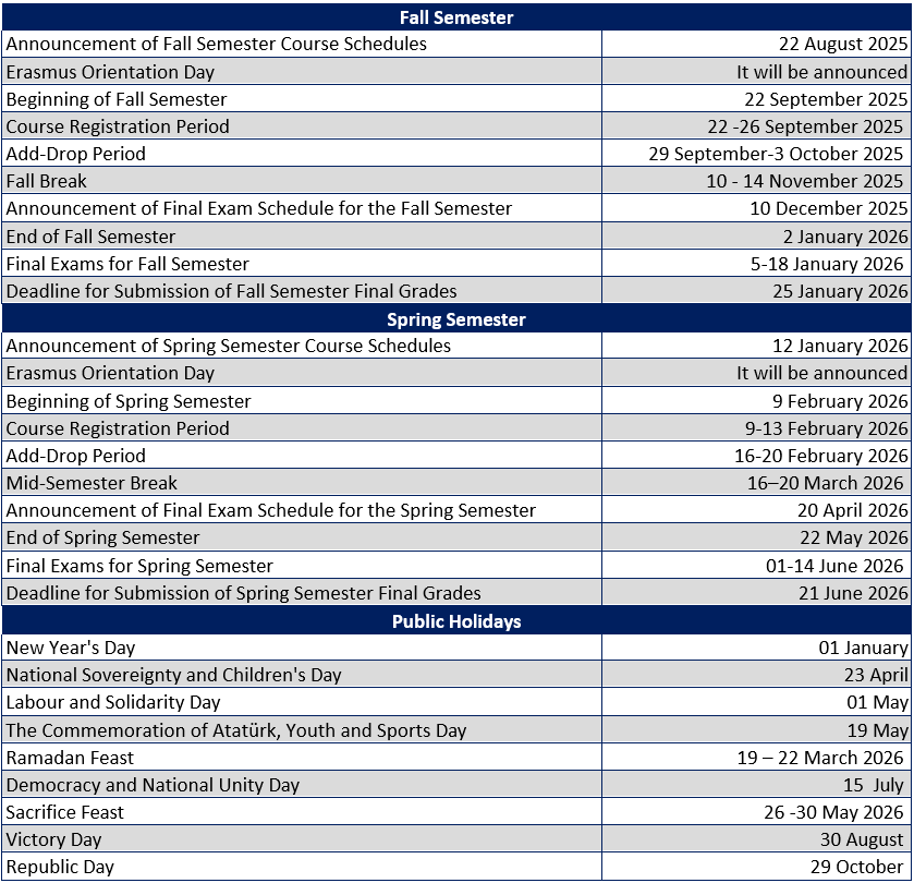 Academic Calendar
